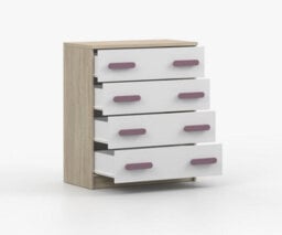 Arte Elegant Oak Sonoma And White Chest H930mm W800mm D400mm - Heather Handles For Soft Interiors - thumbnail 3