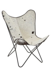 Orsina Luxurious Black Cowhide Butterfly Chair, Cowhide Sling Occasional Chair Fir Livingroom, Sleek Accent Chair - thumbnail 2