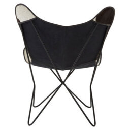 Orsina Luxurious Black Cowhide Butterfly Chair, Cowhide Sling Occasional Chair Fir Livingroom, Sleek Accent Chair - thumbnail 4