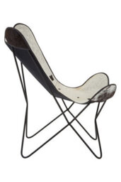 Orsina Luxurious Black Cowhide Butterfly Chair, Cowhide Sling Occasional Chair Fir Livingroom, Sleek Accent Chair - thumbnail 3