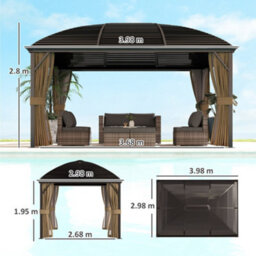 Outsunny 3 X 4M Hardtop Gazebo Aluminium Garden Pavilion Brown - thumbnail 3