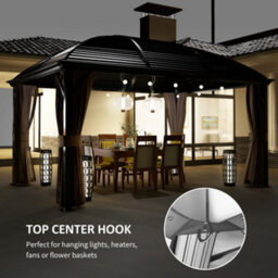 Outsunny 3 X 4M Hardtop Gazebo Aluminium Garden Pavilion Brown - thumbnail 6