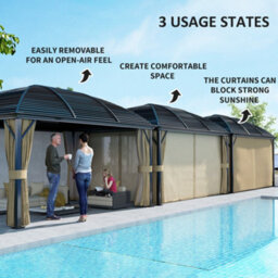 Outsunny 3 X 4M Hardtop Gazebo Aluminium Garden Pavilion Brown - thumbnail 4