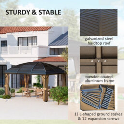 Outsunny 3 X 4M Hardtop Gazebo Aluminium Garden Pavilion Brown - thumbnail 5