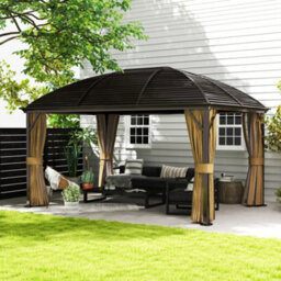 Outsunny 3 X 4M Hardtop Gazebo Aluminium Garden Pavilion Brown - thumbnail 9