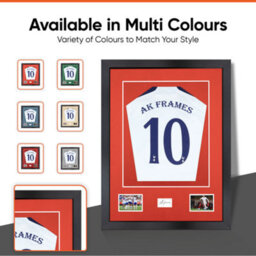 "AK Frames 77.5X58.5Cm Matte Black Shirt Frame With Poppy Red Mount -49X42.5Cm Shirt Window -5X.3.5"" Photos - 7.5X4.5Cm Name Plate" - thumbnail 6