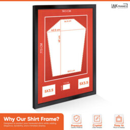 "AK Frames 77.5X58.5Cm Matte Black Shirt Frame With Poppy Red Mount -49X42.5Cm Shirt Window -5X.3.5"" Photos - 7.5X4.5Cm Name Plate" - thumbnail 3