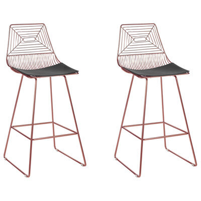Beliani Set Of 2 Bar Chairs Bisbee Metal Rose Gold - image 1