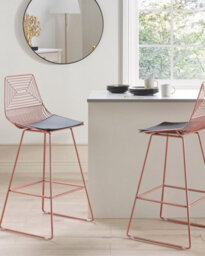 Beliani Set Of 2 Bar Chairs Bisbee Metal Rose Gold - thumbnail 2