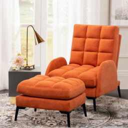 Living And Home Orange Frosted Fleece Recliner Armchair Reclining Chair Lounge Chair Sofa Chair With Thickened Footstool