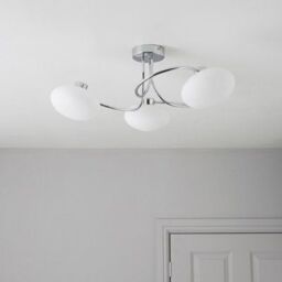 Joia Swirl Brushed Glass & Metal Chrome Effect 3 Lamp Ceiling Light - thumbnail 5