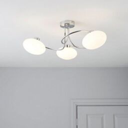 Joia Swirl Brushed Glass & Metal Chrome Effect 3 Lamp Ceiling Light - thumbnail 4