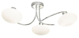 Joia Swirl Brushed Glass & Metal Chrome Effect 3 Lamp Ceiling Light - thumbnail 1