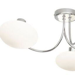 Joia Swirl Brushed Glass & Metal Chrome Effect 3 Lamp Ceiling Light - thumbnail 2