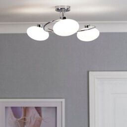 Joia Swirl Brushed Glass & Metal Chrome Effect 3 Lamp Ceiling Light - thumbnail 3