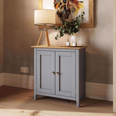 Fwstyle Taberno 2 Door Sideboard Storage Cabinet Dove Grey & Oak (H) 67 (W) 65 (D) 33Cm - image 1