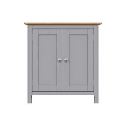 Fwstyle Taberno 2 Door Sideboard Storage Cabinet Dove Grey & Oak (H) 67 (W) 65 (D) 33Cm - thumbnail 3