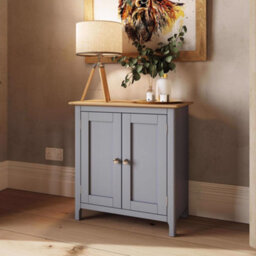 Fwstyle Taberno 2 Door Sideboard Storage Cabinet Dove Grey & Oak (H) 67 (W) 65 (D) 33Cm