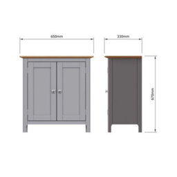 Fwstyle Taberno 2 Door Sideboard Storage Cabinet Dove Grey & Oak (H) 67 (W) 65 (D) 33Cm - thumbnail 8