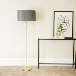 Valuelights Maggie Gold Candlestick Floor Lamp With Grey Velvet Lamp Shade - thumbnail 5