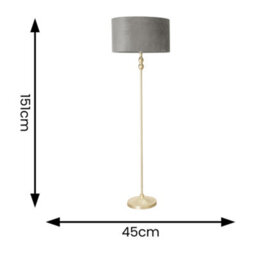 Valuelights Maggie Gold Candlestick Floor Lamp With Grey Velvet Lamp Shade - thumbnail 6