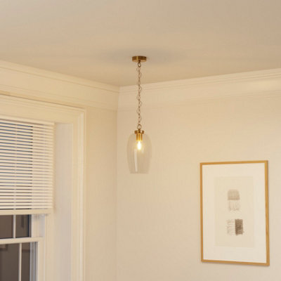 GoodHome Rochford Vintage Satin Antique Brass Effect Pendant Ceiling Light, (Dia)170mm - image 1