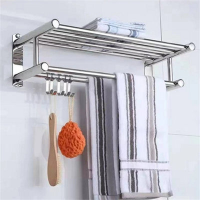 Stainless Steel Towel Rail Holder Wall Mounted Rack Shelf Bathroom - image 1