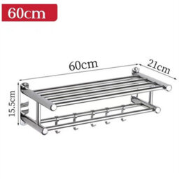 Stainless Steel Towel Rail Holder Wall Mounted Rack Shelf Bathroom - thumbnail 2