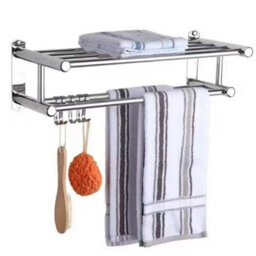 Stainless Steel Towel Rail Holder Wall Mounted Rack Shelf Bathroom - thumbnail 6