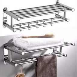 Stainless Steel Towel Rail Holder Wall Mounted Rack Shelf Bathroom - thumbnail 3