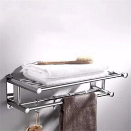 Stainless Steel Towel Rail Holder Wall Mounted Rack Shelf Bathroom - thumbnail 5