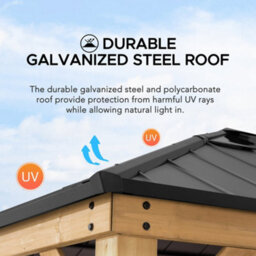 Sunjoy Outdoor Cedar Wood Gazebo Pirin - 336Cm X 336Cm, Anthracite - thumbnail 6
