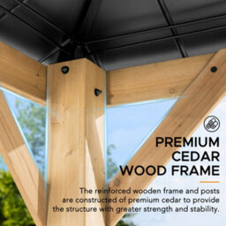Sunjoy Outdoor Cedar Wood Gazebo Pirin - 336Cm X 336Cm, Anthracite - thumbnail 5