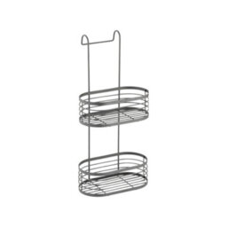 Blue Canyon 2 Tier Hanging Shower Caddy Grey Rust-Resistant No-Drill Stainless Steel Bathroom Shelf Organizer - thumbnail 1