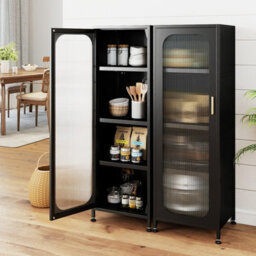 Gainoom 5-Tier Black Metal Storage Cabinet Tall Narrow Kitchen Pantry With Adjustable Shelves - thumbnail 5