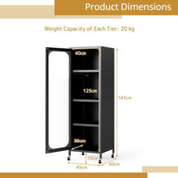Gainoom 5-Tier Black Metal Storage Cabinet Tall Narrow Kitchen Pantry With Adjustable Shelves - thumbnail 2
