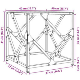 Berkfield Coffee Table With Transparent Glass Top 40X40X41 Cm Steel - thumbnail 9