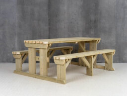 Arbor Garden Solutions Abies Wooden Picnic Bench And Table Set, Rounded Outdoor Dining Set (8Ft, Natural Finish) - thumbnail 2