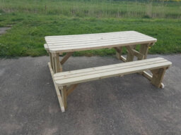 Arbor Garden Solutions Abies Wooden Picnic Bench And Table Set, Rounded Outdoor Dining Set (8Ft, Natural Finish) - thumbnail 5