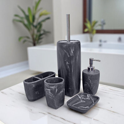 Showerdrape Octavia Grey Marble & Chrome 5 Piece Bathroom Accessory Set - image 1
