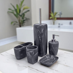 Showerdrape Octavia Grey Marble & Chrome 5 Piece Bathroom Accessory Set - thumbnail 1