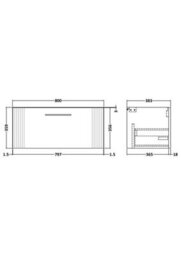 Hudson Reed Deco 800mm Wall Hung Single Drawer Unit-Soft Black - thumbnail 2