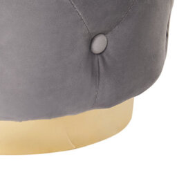 Beliani Tufted Grey Velvet Pouffe Footstool With Gold Base 40Cm X 41Cm - thumbnail 5