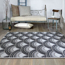 Aspect Furniture Tear Drops Geometric Wave Pattern Area Rug(Charcoal Grey/beige/cream) - thumbnail 2