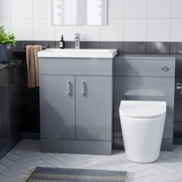 Nes Home Grey 1100mm Freestanding Basin Vanity, Wc Unit & Rimless Btw Toilet - thumbnail 2