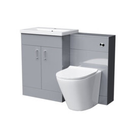 Nes Home Grey 1100mm Freestanding Basin Vanity, Wc Unit & Rimless Btw Toilet - thumbnail 5