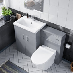 Nes Home Grey 1100mm Freestanding Basin Vanity, Wc Unit & Rimless Btw Toilet - thumbnail 3