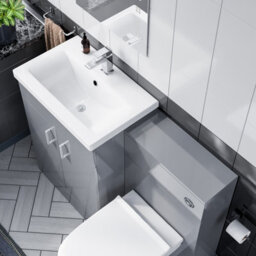 Nes Home Grey 1100mm Freestanding Basin Vanity, Wc Unit & Rimless Btw Toilet - thumbnail 4