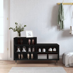 Berkfield Shoe Cabinet Black 102X36X60 Cm Engineered Wood - thumbnail 1
