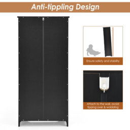 Costway 123 Cm Bathroom Floor Cabinet Wooden Storage Organizer W/ Adjustable Shelf-Black - thumbnail 8